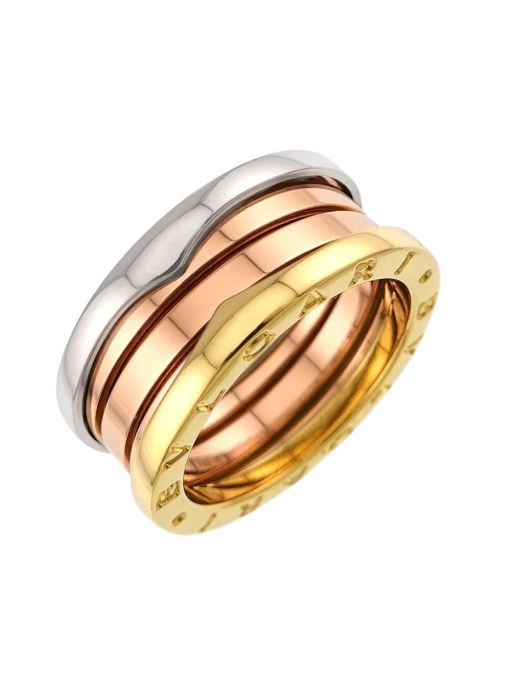 Bvlgari B.zero1 Band 53 Ring 18k Pink Gold WG YG 750